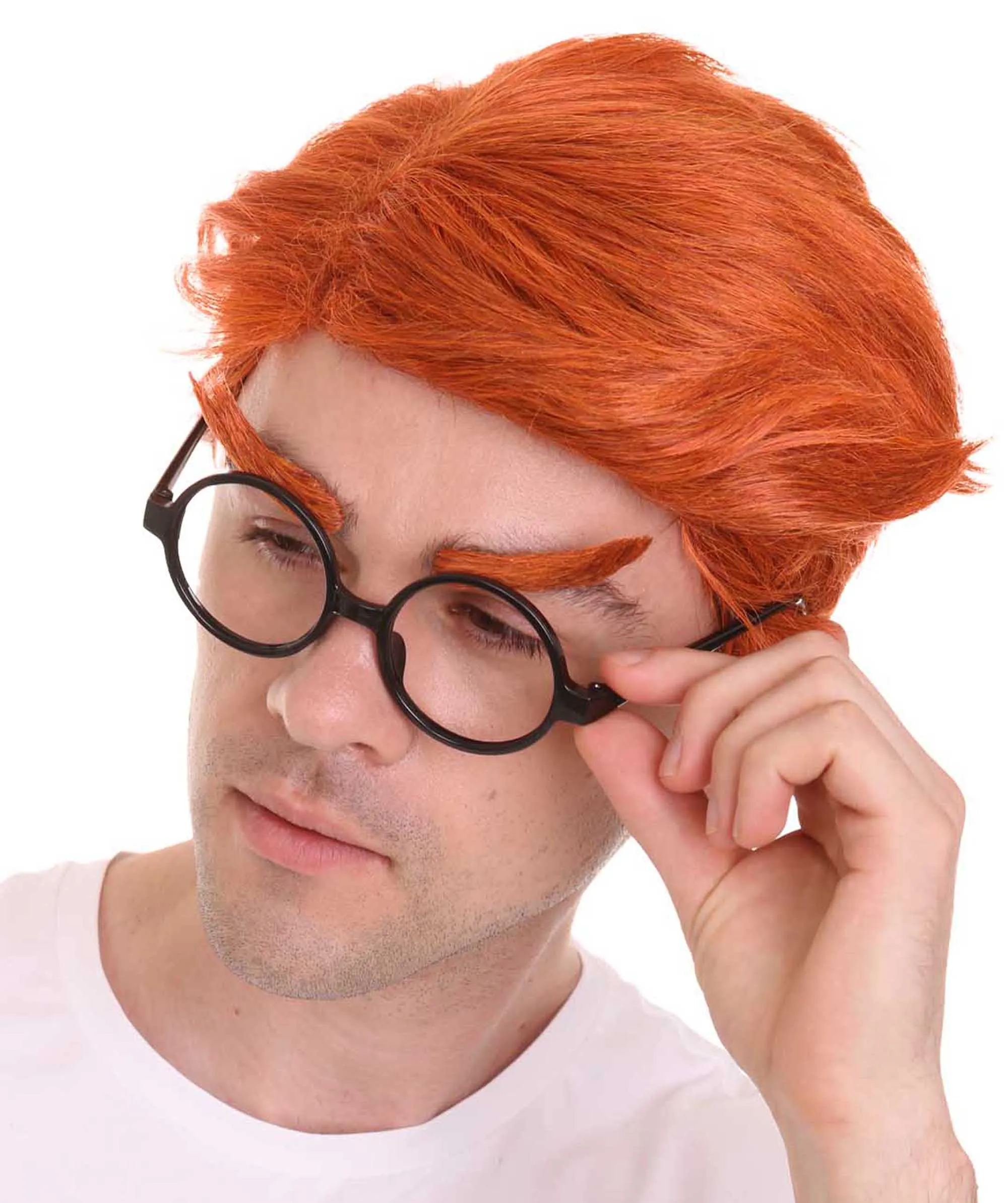 Men Short Funny Wig With Eye Glass | Premium Breathable Capless Cap