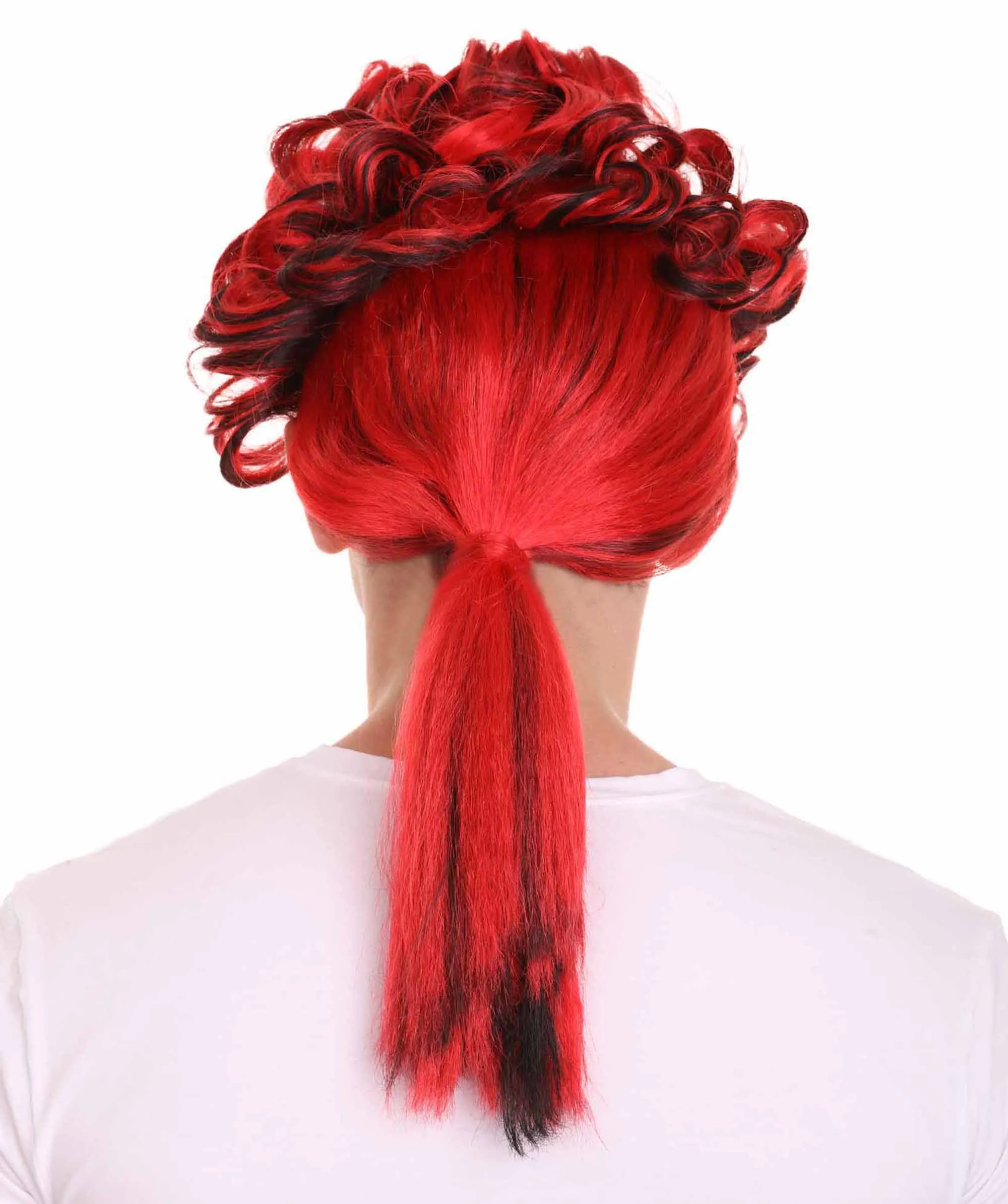 Mens Colonial Mens Long Red And Black Historical Wigs | Premium Breathable Capless Cap