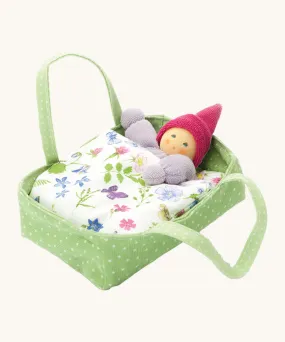 Nanchen Gnome Doll & Carrycot - Green