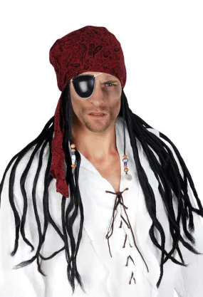 Neptune Pirate Black Dreadlock Wig with Headscarf