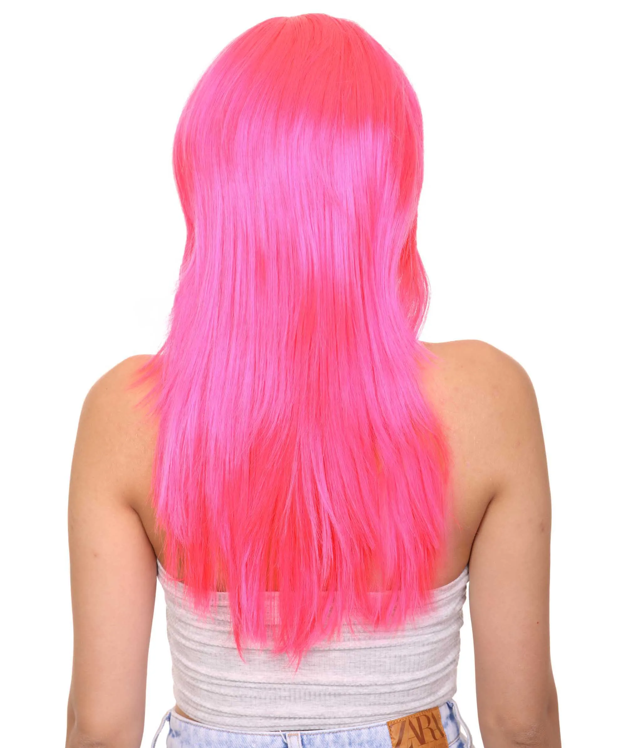 Party Girl Adult Wig | Neon Pink Party Ready Fancy Cosplay Halloween Wig | Premium Breathable Capless Cap