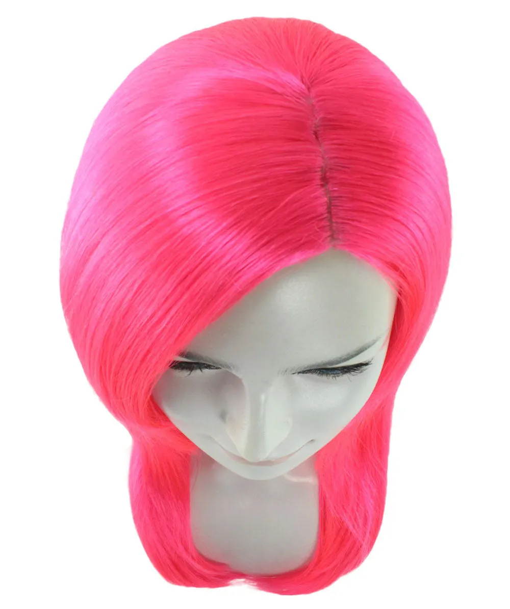 Party Girl Adult Wig | Neon Pink Party Ready Fancy Cosplay Halloween Wig | Premium Breathable Capless Cap