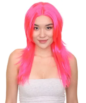 Party Girl Adult Wig | Neon Pink Party Ready Fancy Cosplay Halloween Wig | Premium Breathable Capless Cap