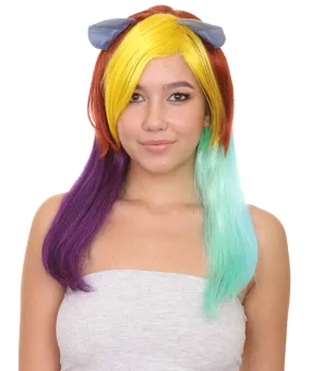 Rainbow Unicorn Womens Wig | Colorful Party Ready Fancy Cosplay Halloween Wig | Premium Breathable Capless Cap