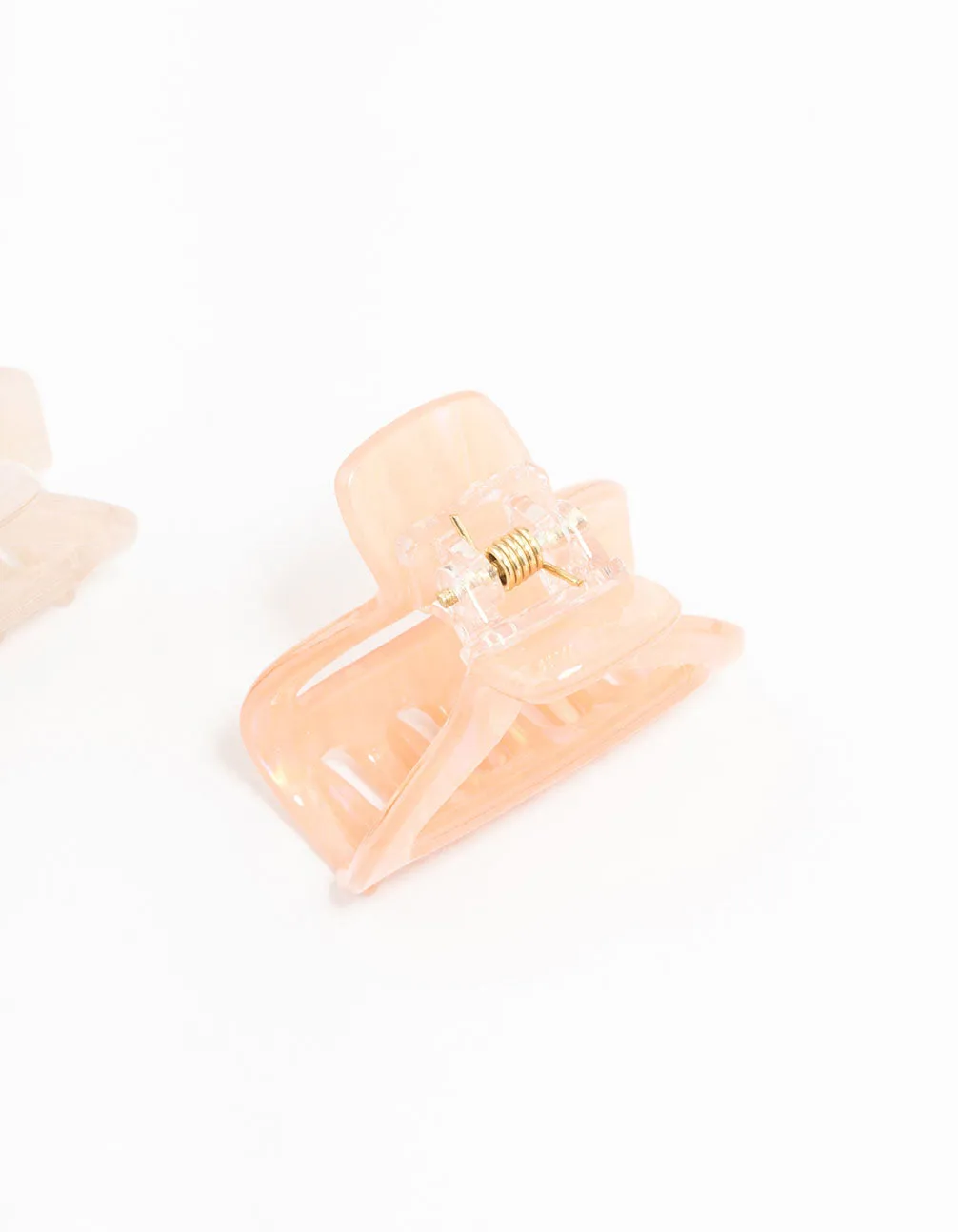 Small Pink & White Acrylic Shaped Claw Clips 4-Pack