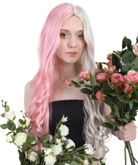 Super Long Women's Wig | Wavy Half Light Pink and Blonde Wig | Premium Breathable Capless Cap