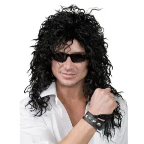 Tomfoolery Deluxe Rock God Crinkle Long Black Wig