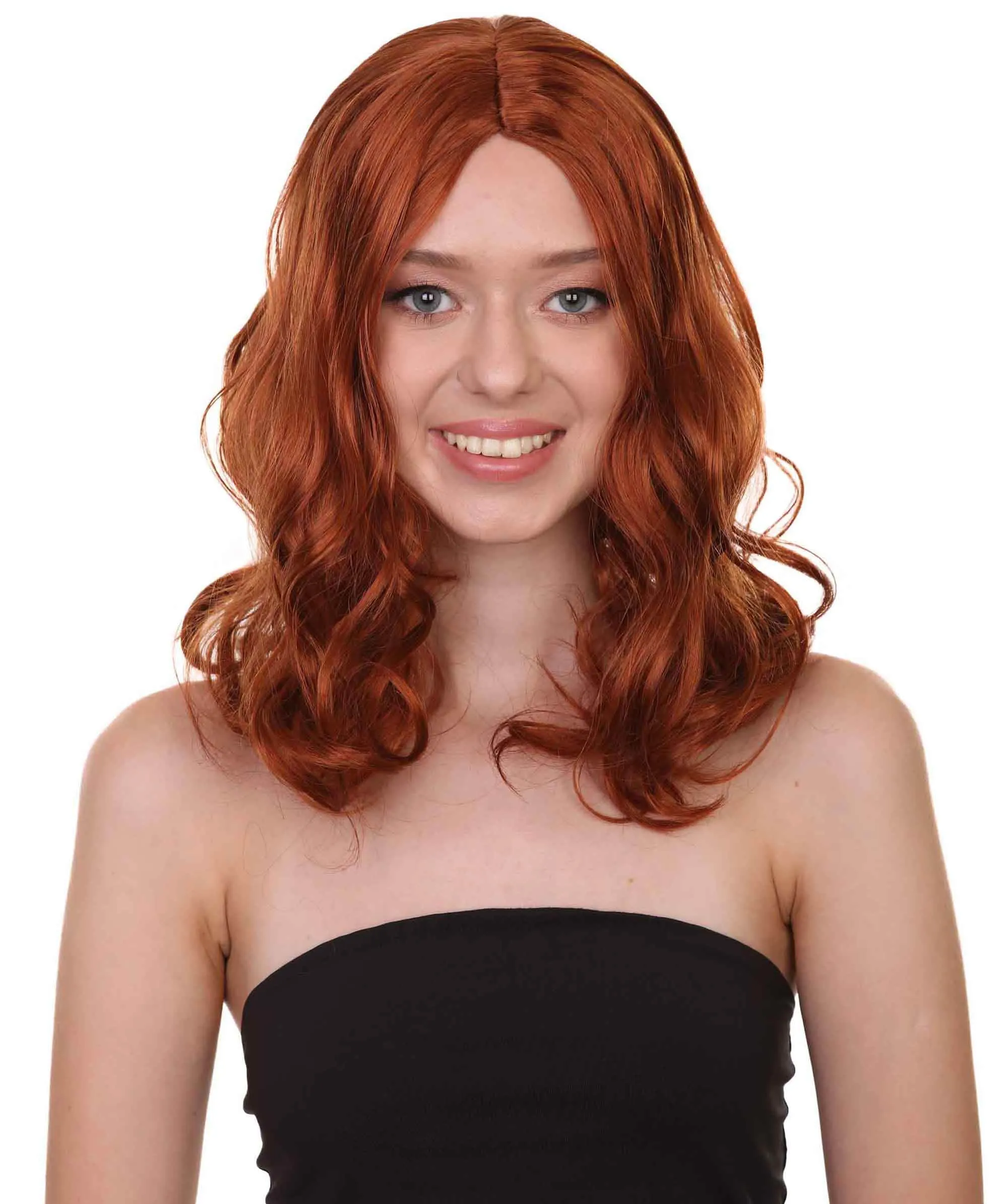 Wavy Auburn Womens Wig | Sexy Cosplay Party Halloween Wig | Premium Breathable Capless Cap