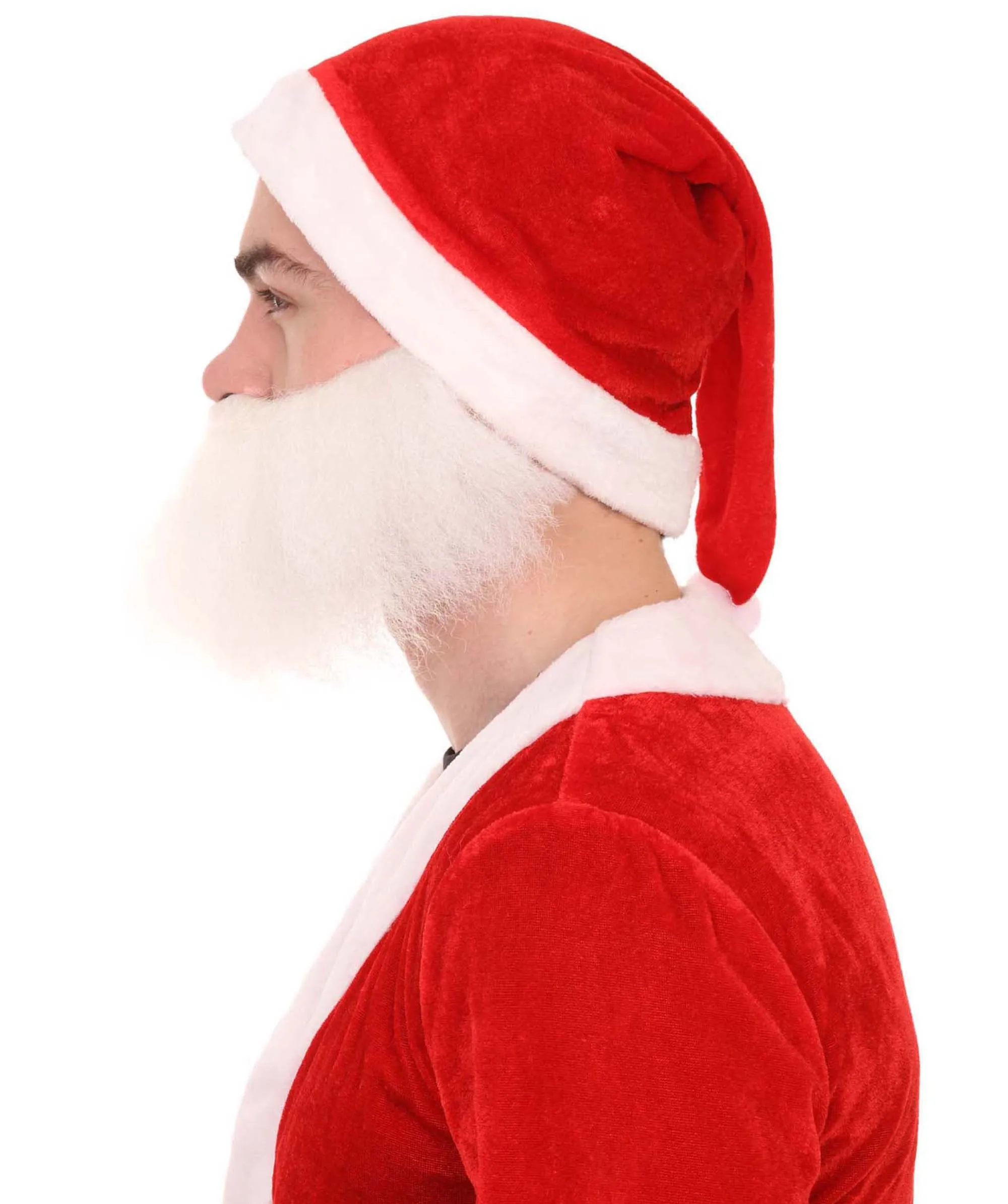 White Christmas Santa Claus Full Beard Set| Flame-retardant Synthetic Materials