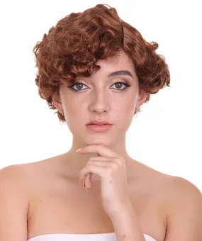 Womens 20s Flirty Flapper Short and Wavy Wig | Brown Vintage Wigs | Premium Breathable Capless Cap