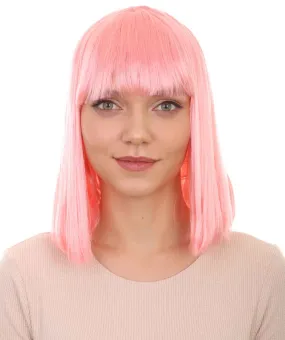 Womens Party Bob Wig | Pink Cosplay Halloween Bob Wigs | Premium Breathable Capless Cap