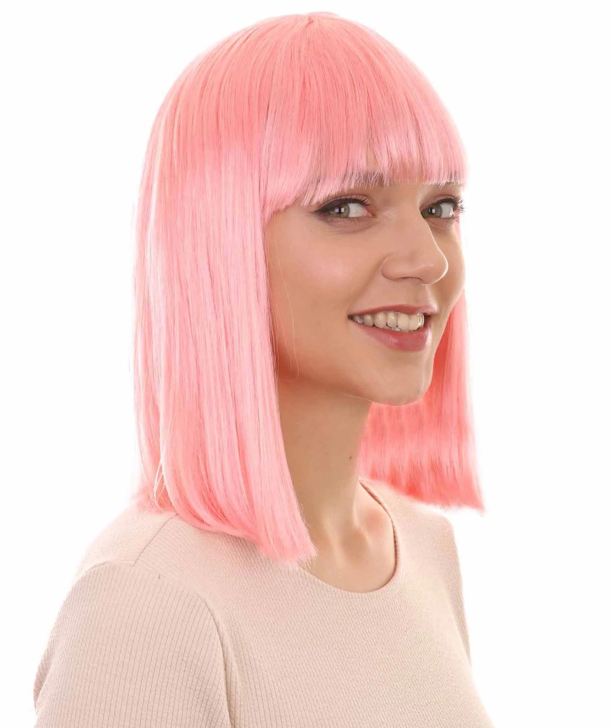 Womens Party Bob Wig | Pink Cosplay Halloween Bob Wigs | Premium Breathable Capless Cap