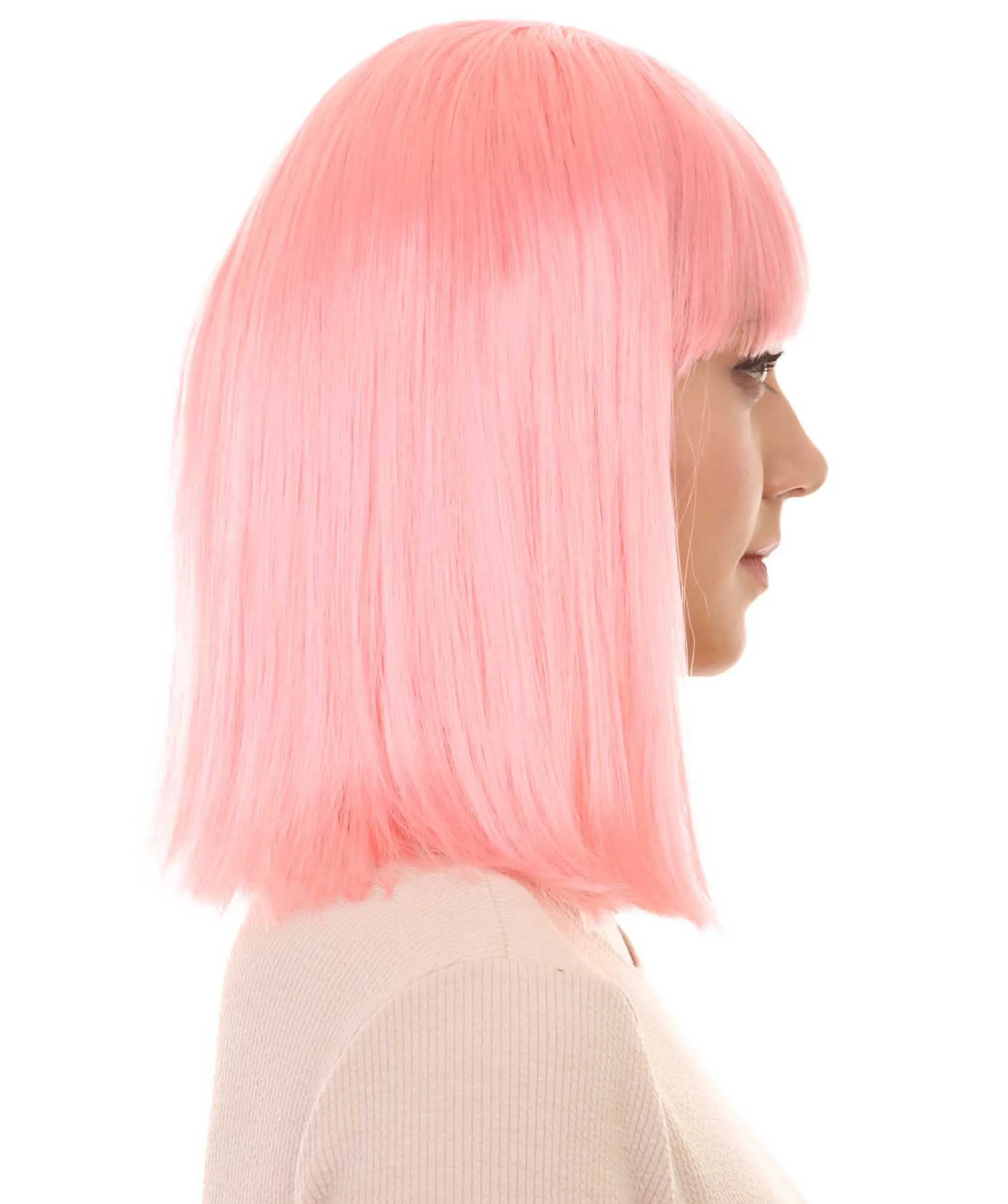 Womens Party Bob Wig | Pink Cosplay Halloween Bob Wigs | Premium Breathable Capless Cap