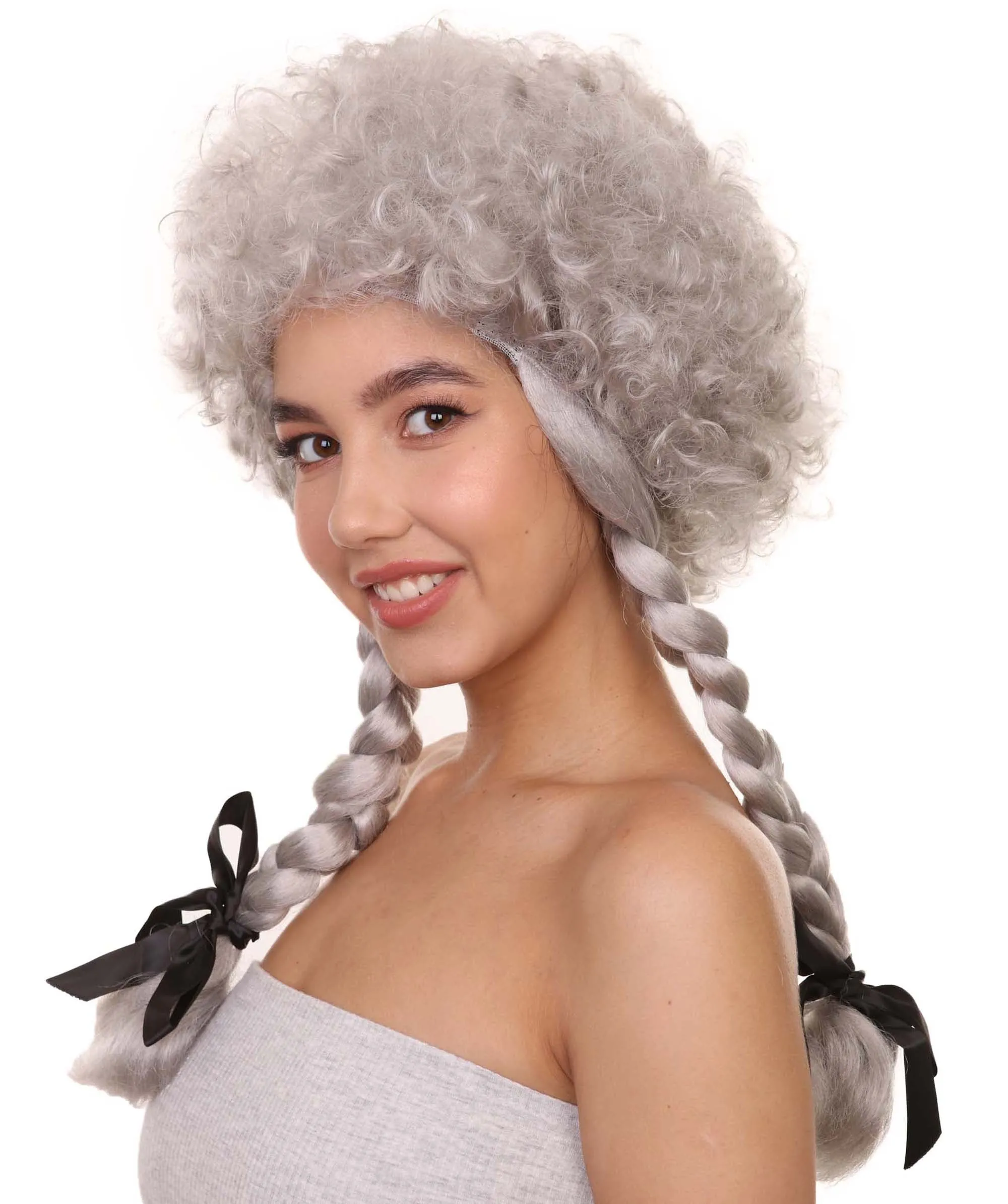 Womens Sinister Crimped Witch Wig | Grey Scary Wigs | Premium Breathable Capless Cap